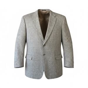 Vintage Jeffrey‎ Banks Men's 100% Silk Gray Tweed Blazer Jacket Sport Coat - 52L